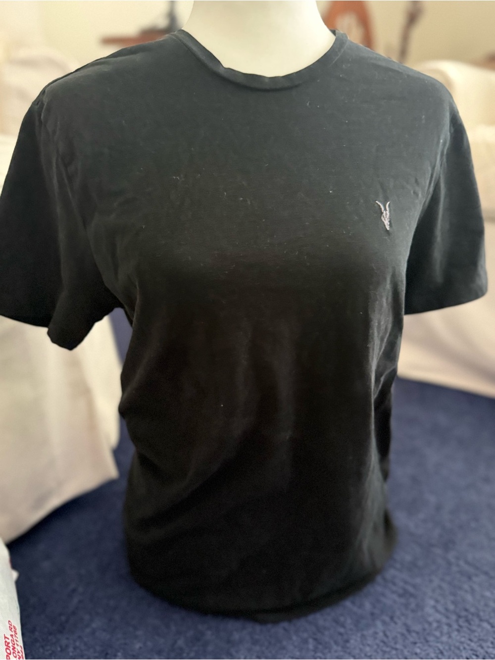 All Saints Black Crewneck Tee with Small Logo